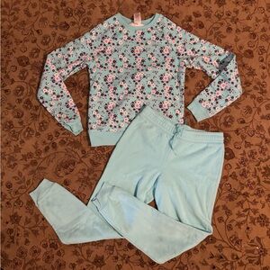 Athletic Works Girls 2-piece set - adorable teal and pink flowers! Brand new!